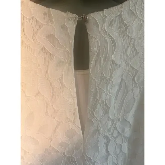 Tommy Hilfiger Sleeveless White Floral Lace A-Line Dress, Size 6 - Picture 9 of 13